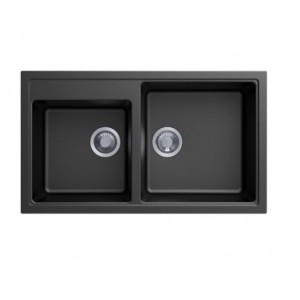 Aqu Matte Black Double Bowl Carysil Granite Stone Kitchen Sink